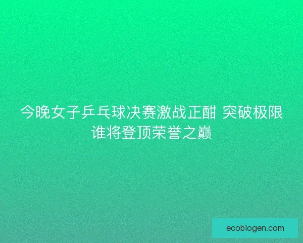 今晚女子乒乓球决赛激战正酣 突破极限谁将登顶荣誉之巅